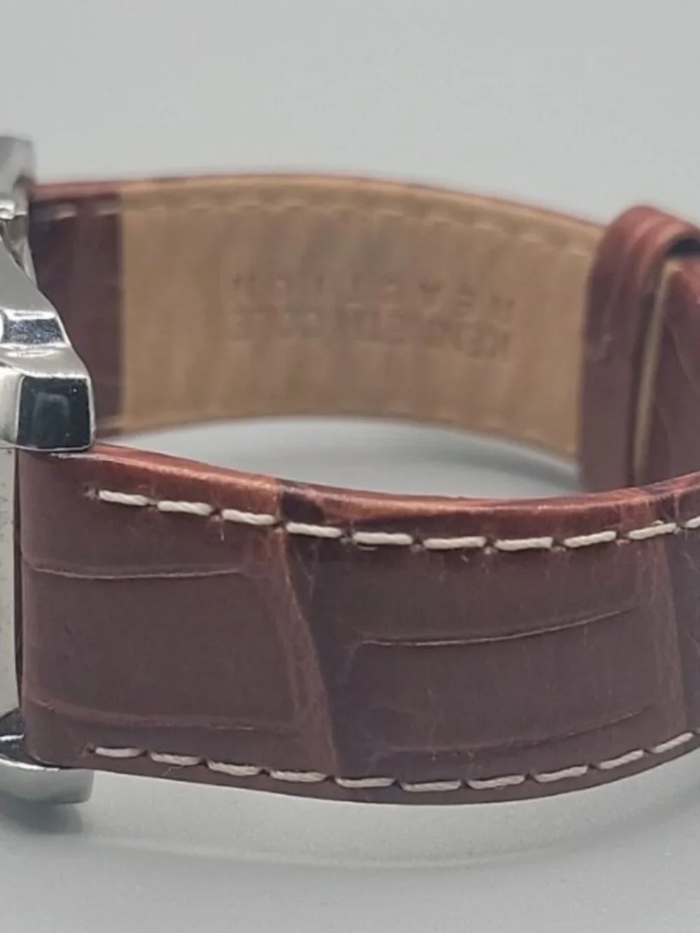 Kenneth Cole Reaction Mens Brown Watch KC1327 Croco Leather Band Date Display